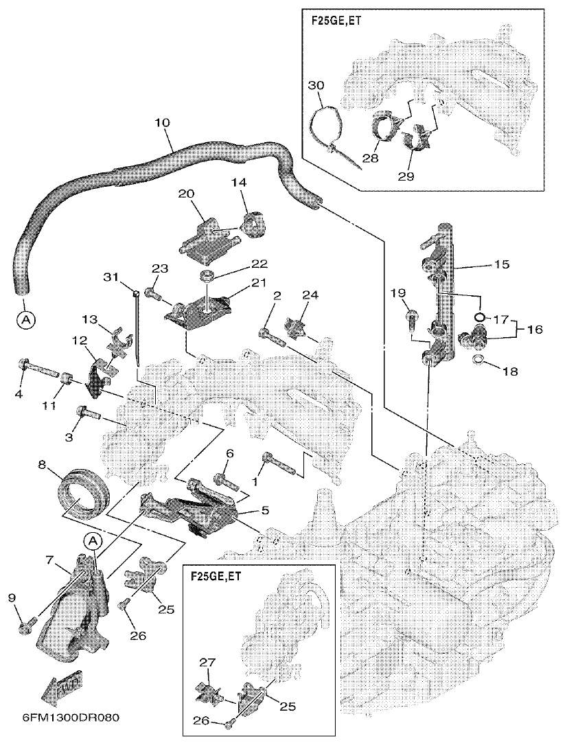 Yamaha F25G INTAKE 2 parts diagram